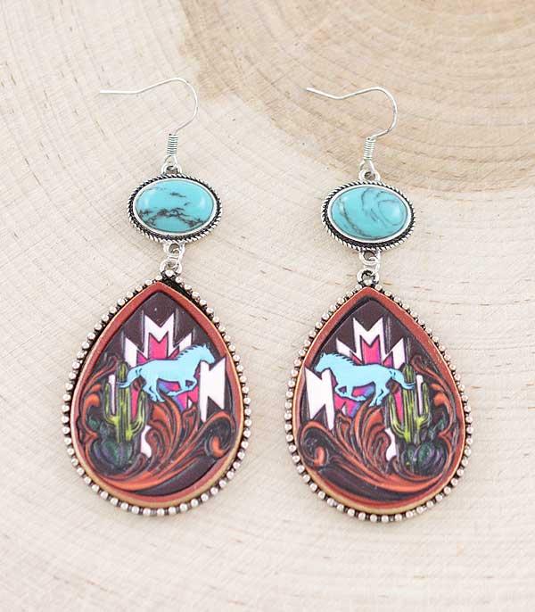 WHAT'S NEW :: Wholesale Western Aztec Horse Teardrop Earrings