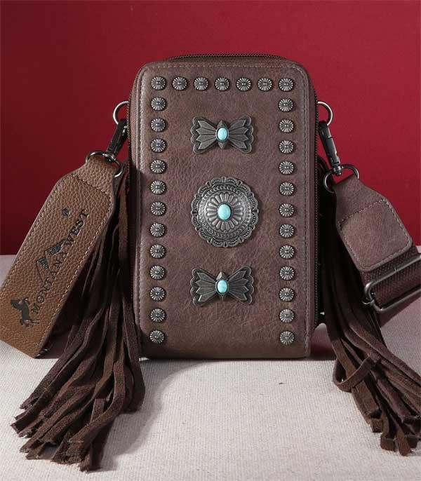 MONTANAWEST BAGS :: CROSSBODY BAGS :: Wholesale Concho Fringe Phone Wallet Crossbody