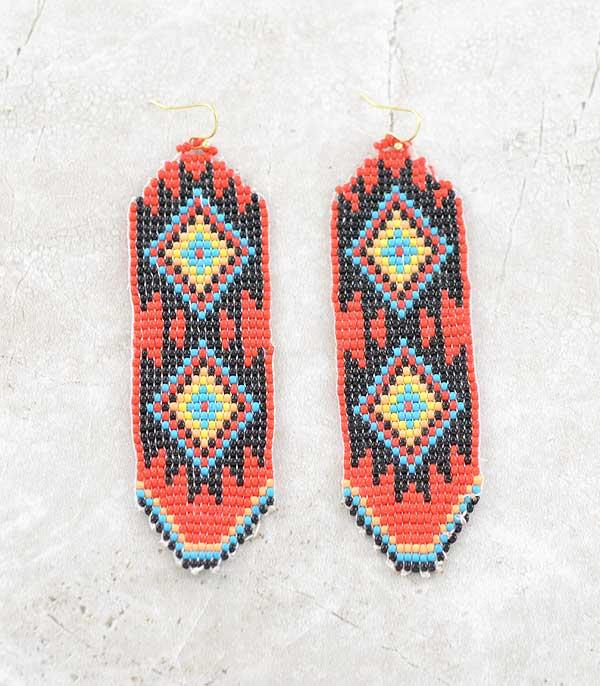 EARRINGS :: WESTERN HOOK EARRINGS :: Wholesale Aztec Seed Bead Earrings