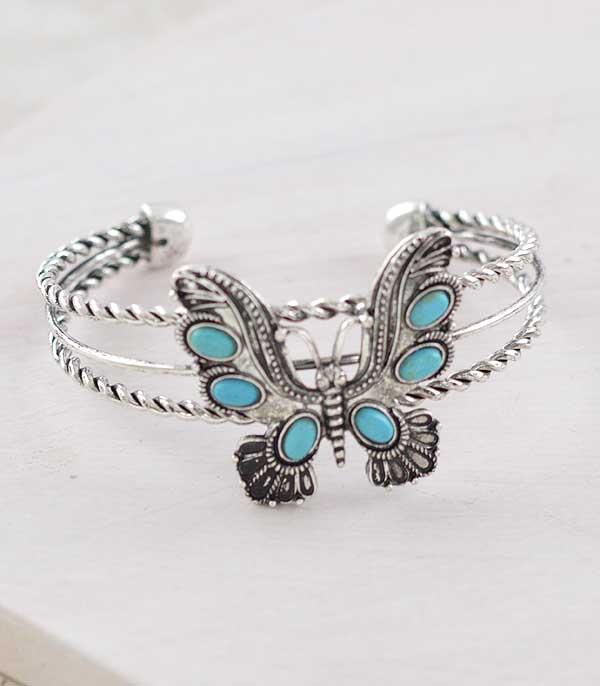 BRACELETS :: CUFF :: Wholesale Western Turquoise Butterfly Bracelet