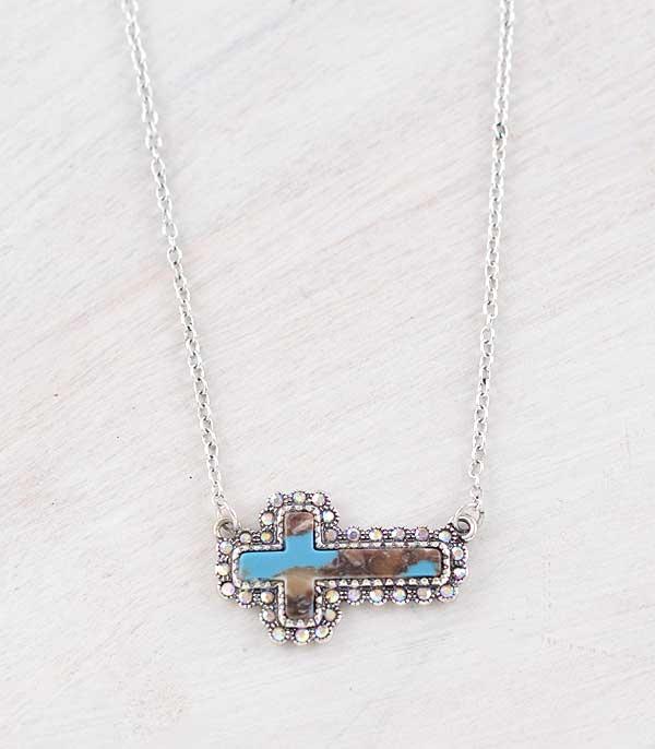 NECKLACES :: WESTERN TREND :: Wholesale Western Turquoise Cross Necklace