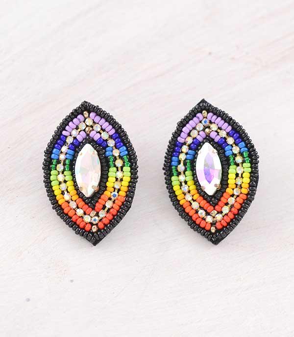 New Arrival :: Wholesale Glass Stone Navajo Bead Earrings