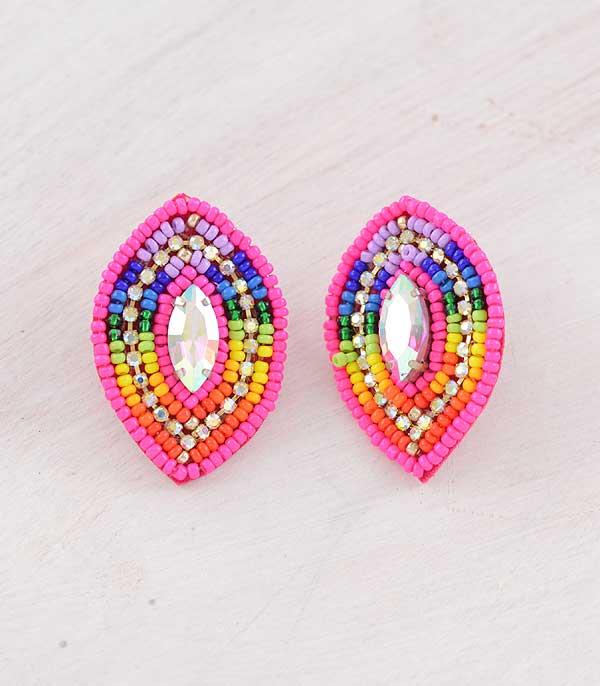 EARRINGS :: POST EARRINGS :: Wholesale Glass Stone Navajo Bead Earrings