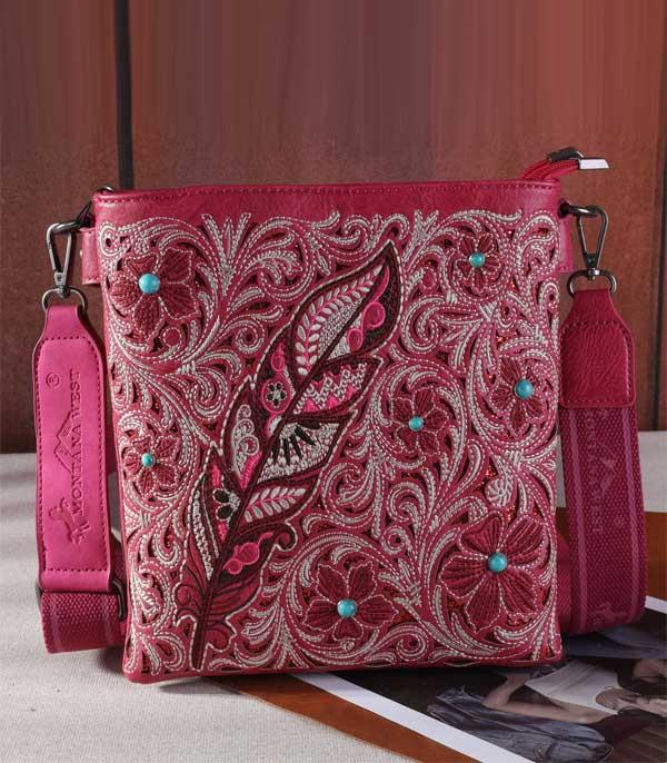 MONTANAWEST BAGS :: CROSSBODY BAGS :: Wholesale Feather Floral Concealed Carry Crossbody