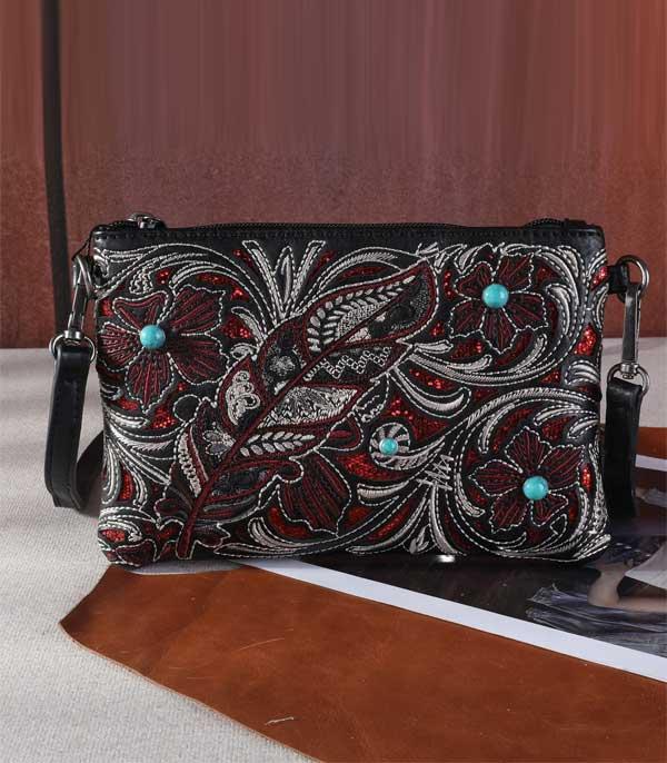 MONTANAWEST BAGS :: CROSSBODY BAGS :: Wholesale Montana West Feather Clutch Crossbody
