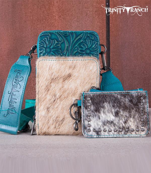 MONTANAWEST BAGS :: TRINITY RANCH BAGS :: Wholesale Cowhide Tooled Phone Crossbody Bag