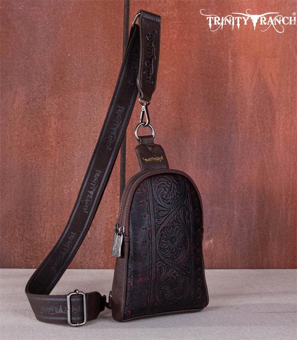 New Arrival :: Wholesale Trinity Ranch Floral Tooled Sling Bag