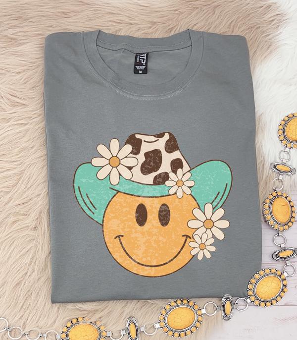 New Arrival :: Wholesale Cowboy Smile Face Graphic Tshirt