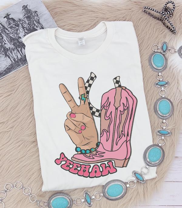 WHAT'S NEW :: Wholesale Yeehaw Peace Cowgirl Graphic Tshirt