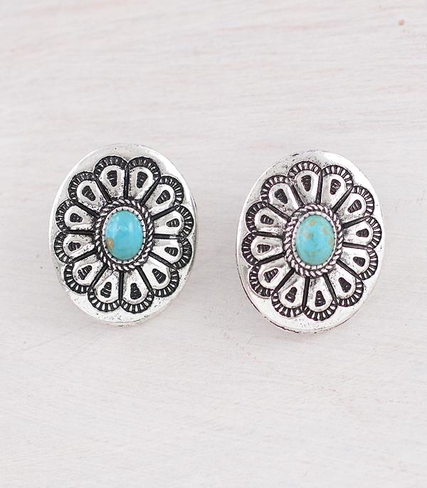 New Arrival :: Wholesale Western Turquoise Concho Post Earrings