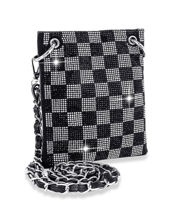 HANDBAGS :: CROSSBODY BAGS :: Wholesale Stone Checkerboard Small Crossbody Bag