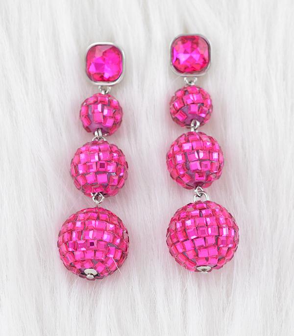 WHAT'S NEW :: Wholesale Stone Post Disco Ball Earrings