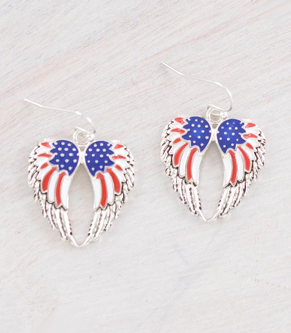 EARRINGS :: TRENDY EARRINGS :: Wholesale USA Flag Wing Earrings