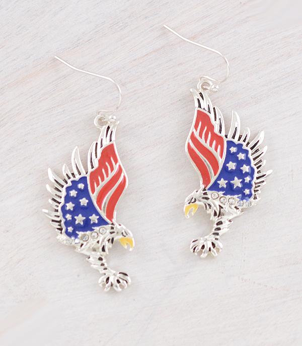 <font color=RED>RED,WHITE, AND BLUE</font> :: Wholesale USA Eagle Dangle Earrings