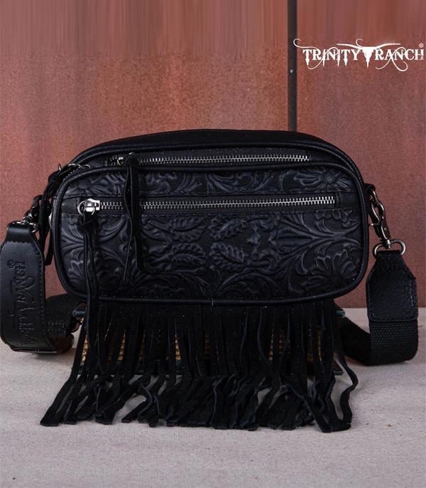 MONTANAWEST BAGS :: TRINITY RANCH BAGS :: Wholesale Floral Tooled Fringe Belt Bag