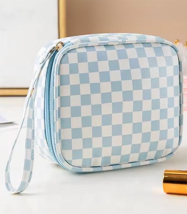 New Arrival :: Wholesale Checkered Print Travel Makeup Bag