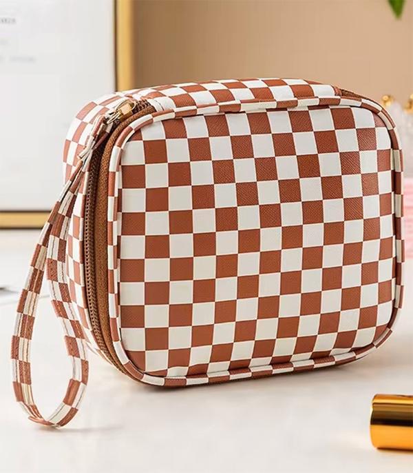 WHAT'S NEW :: Wholesale Checkered Print Travel Makeup Bag