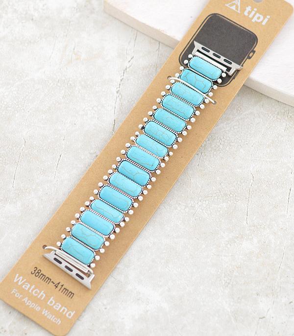 <font color=BLUE>WATCH BAND/ GIFT ITEMS</font> :: SMART WATCH BAND :: Wholesale Western Tipi Brand Turquoise Watch Band 