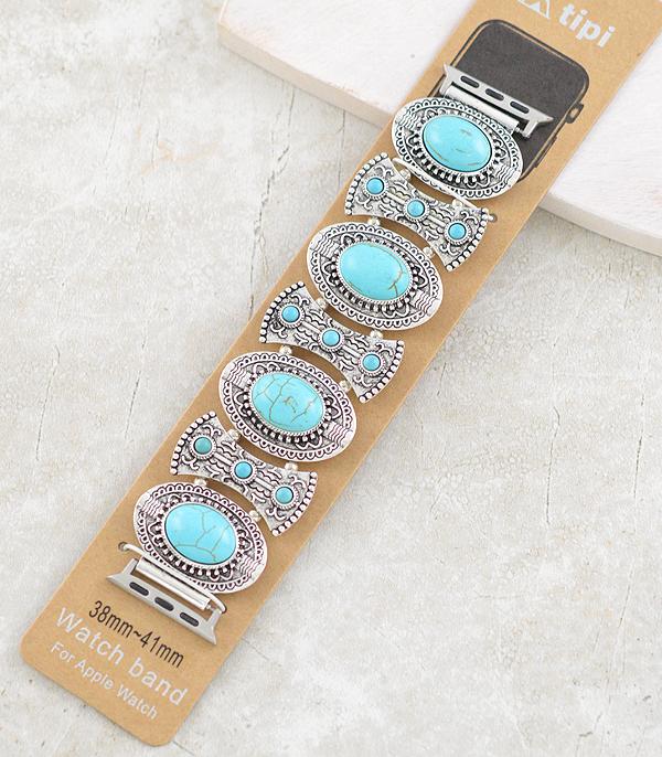 <font color=BLUE>WATCH BAND/ GIFT ITEMS</font> :: SMART WATCH BAND :: Wholesale Tipi Brand Turquoise Stretch Watch Band