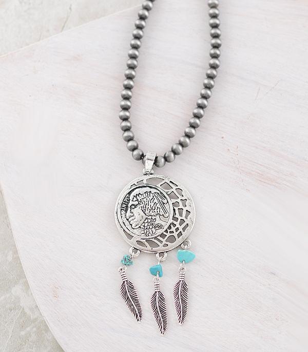 New Arrival :: Wholesale Western Coin Dream Catcher Necklace