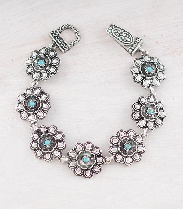 BRACELETS :: LINK :: Wholesale Tipi Brand Turquoise Flower Bracelet