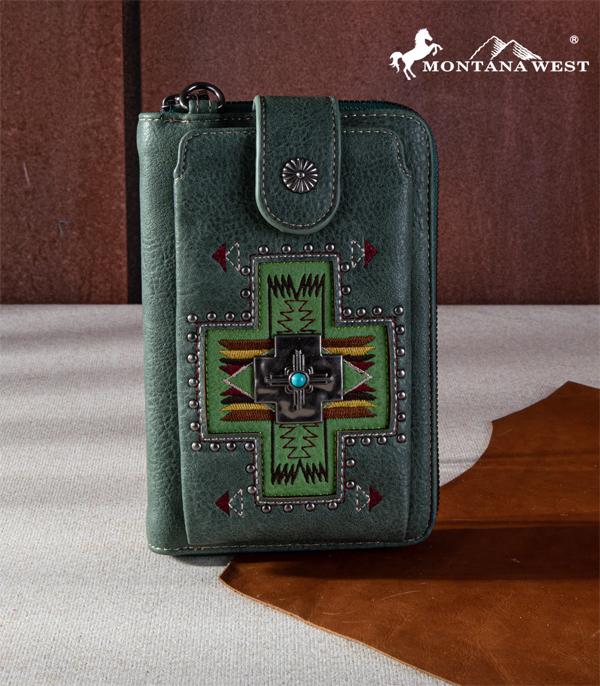 MONTANAWEST BAGS :: CROSSBODY BAGS :: Wholesale Aztec Concho Phone Wallet Crossbody