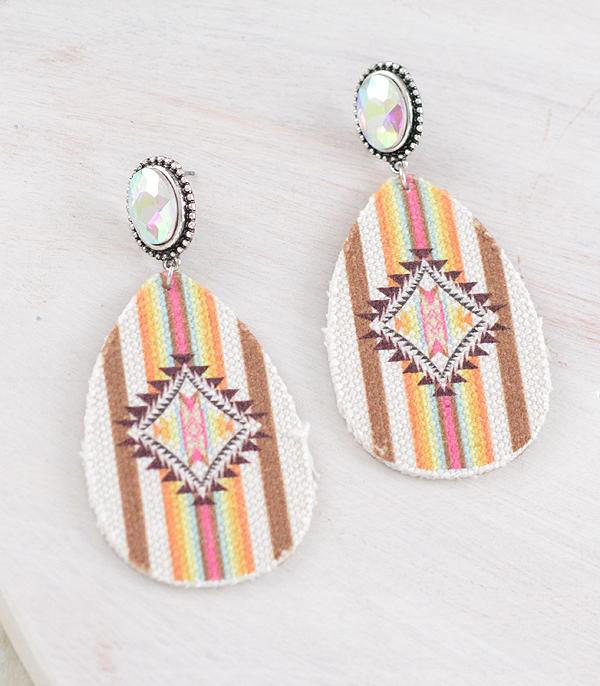 New Arrival :: Wholesale Aztec Canvas Teardrop Earrings