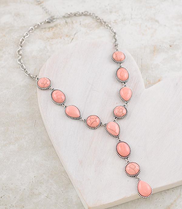 New Arrival :: Wholesale Western Peach Color Stone Necklace