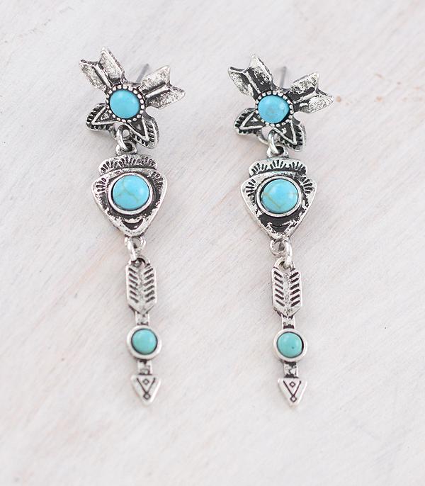 EARRINGS :: WESTERN POST EARRINGS :: Wholesale Western Turquoise Arrow Earrings