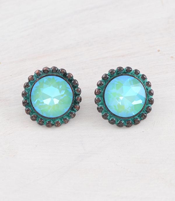 New Arrival :: Wholesale Western AB Stone Concho Earrings