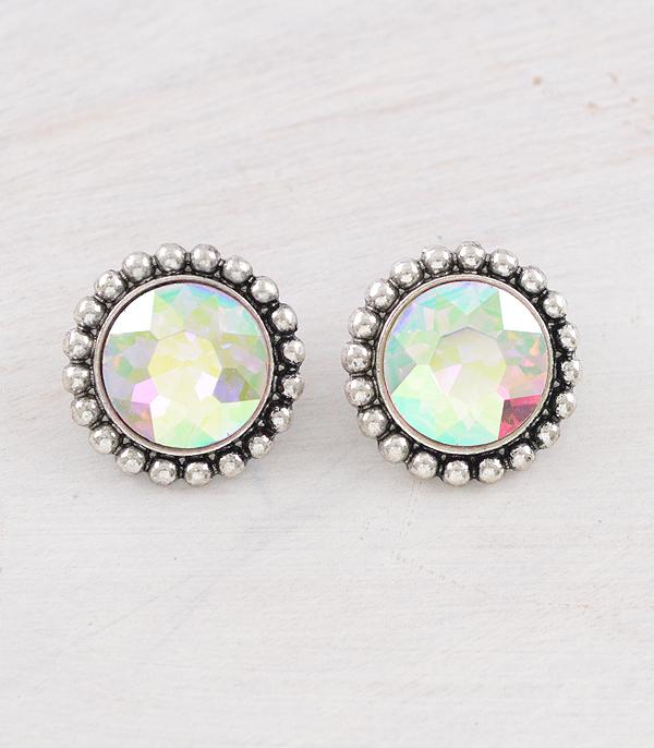 New Arrival :: Wholesale Western AB Stone Concho Earrings