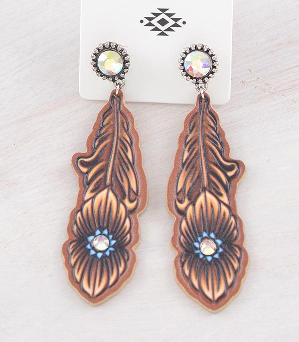 New Arrival :: Wholesale Western Brown Feather Earrings
