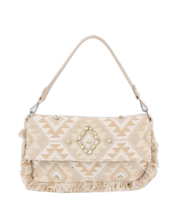 HANDBAGS :: CROSSBODY BAGS :: Wholesale Trendy Aztec Hobo Crossbody Bag