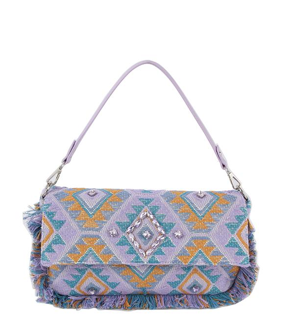 HANDBAGS :: CROSSBODY BAGS :: Wholesale Trendy Aztec Hobo Crossbody Bag