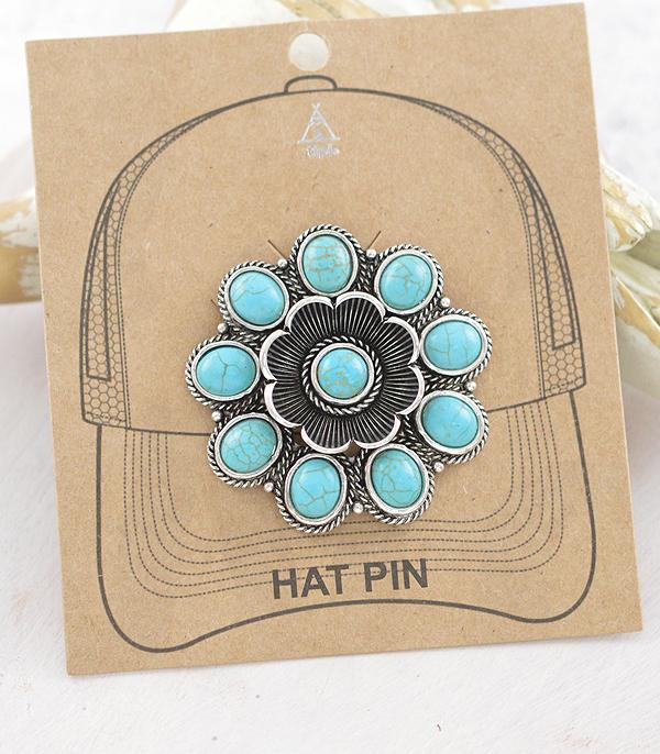 HATS I HAIR ACC :: HAT ACC I HAIR ACC :: Wholesale Western Turquoise Trucker Hat Pin