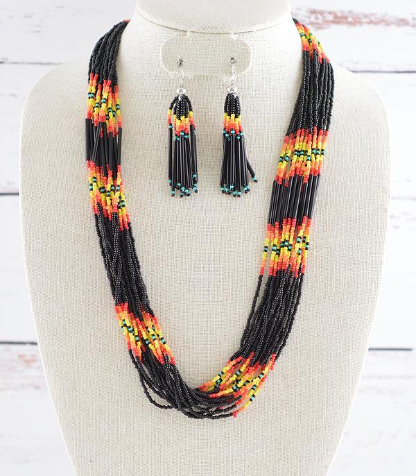 NECKLACES :: WESTERN TREND :: Wholesale Western Beaded Layered Necklace Set