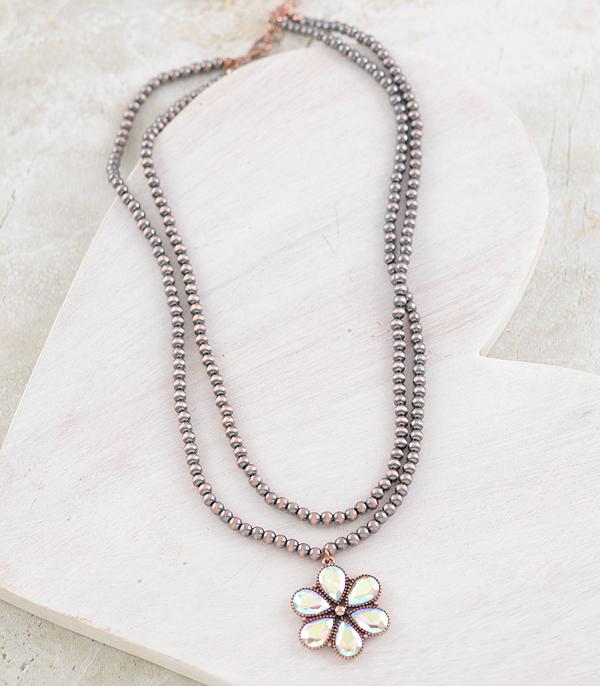 New Arrival :: Wholesale AB Glass Stone Navajo Pearl Necklace