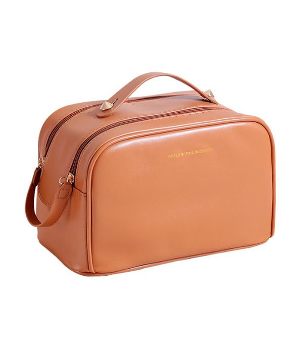 HANDBAGS :: WALLETS | SMALL ACCESSORIES :: Wholesale Soft Faux Leather Travel Makeup Case