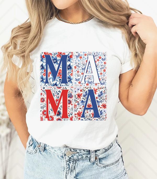 <font color=RED>RED,WHITE, AND BLUE</font> :: Wholesale Patriotic Mama Graphic Tshirt