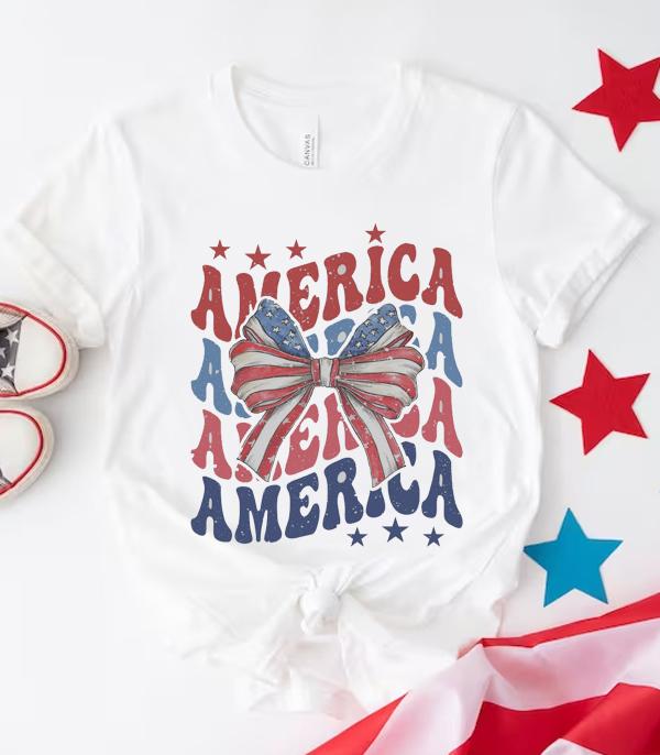 <font color=RED>RED,WHITE, AND BLUE</font> :: Wholesale America Bow Bella Canvas Tshirt