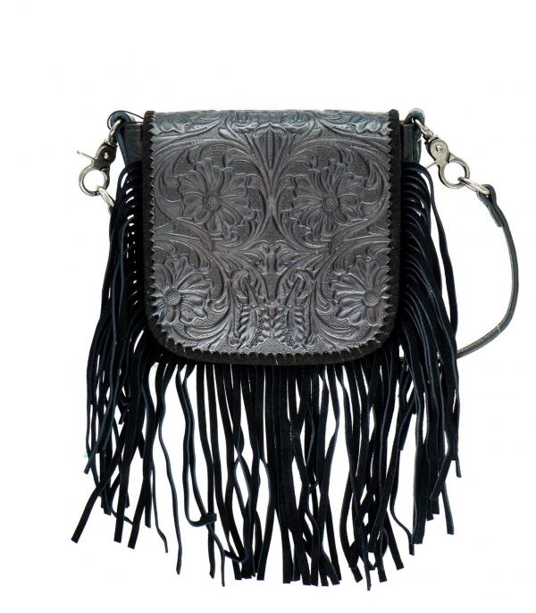 New Arrival :: Montana West Leather Tooled Crossbody