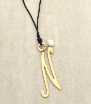 <font color=black>SALE ITEMS</font> :: JEWELRY :: Necklaces :: Large Initial Leather Necklace
