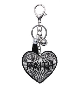 New Arrival :: Wholesale Rhinestone Bling Faith Heart Keychain