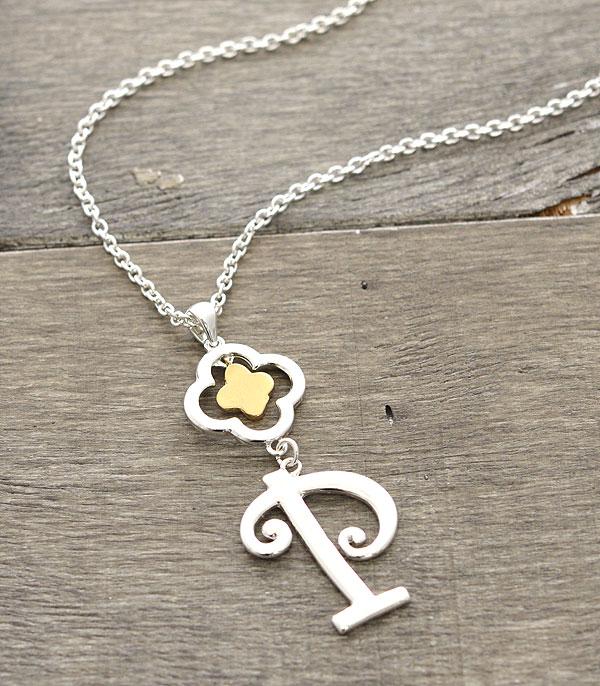 <font color=black>SALE ITEMS</font> :: JEWELRY :: Necklaces :: Quatrefoil Accent Initial Necklace