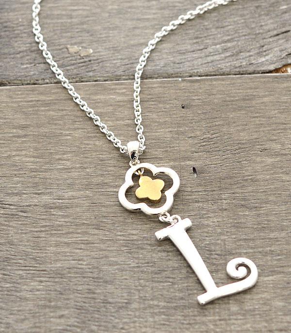 INITIAL JEWELRY :: NECKLACES | RINGS :: Quatrefoil Accent Initial Necklace