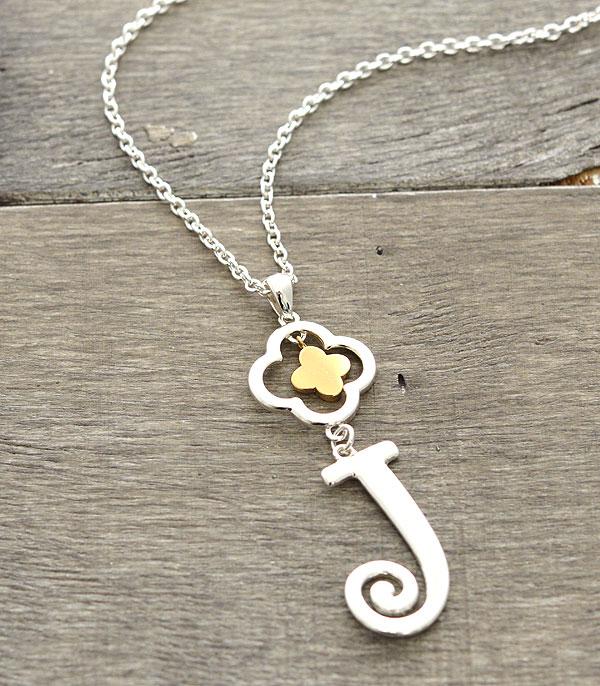 <font color=black>SALE ITEMS</font> :: JEWELRY :: Necklaces :: Quatrefoil Accent Initial Necklace