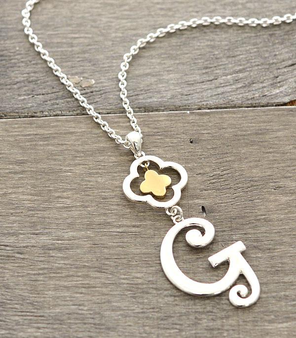 <font color=black>SALE ITEMS</font> :: JEWELRY :: Necklaces :: Quatrefoil Accent Initial Necklace