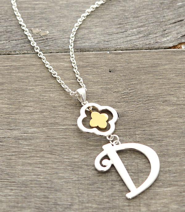 <font color=black>SALE ITEMS</font> :: JEWELRY :: Necklaces :: Quatrefoil Accent Initial Necklace