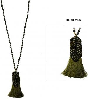 <font color=black>SALE ITEMS</font> :: JEWELRY :: Necklaces :: Thread Tassel Seed Bead Fashion Necklace