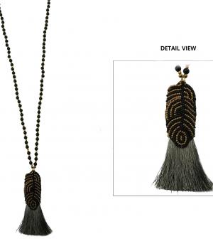 <font color=black>SALE ITEMS</font> :: JEWELRY :: Necklaces :: Thread Tassel Seed Bead Fashion Necklace